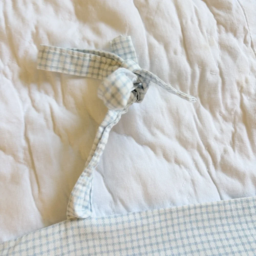 JCPenney Home Curtain Panels Light Blue Gingham Cross Stitch 33x80 Set Of 6